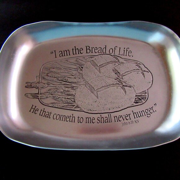 Vintage aluminum platter "I am the Bread of Life" John6:35 - 2003 - Son Corp - Picture 5 of 5